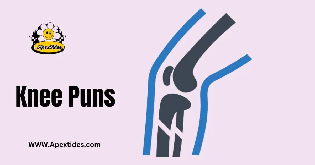 An informative graphic explaining knee puns, their meaning, and how they function in humor and language.