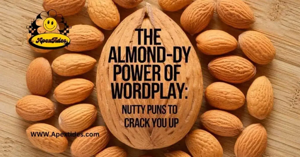 An illustration showcasing the playful essence of "Nutty Puns to Crack You Up" with almonds and clever wordplay elements.