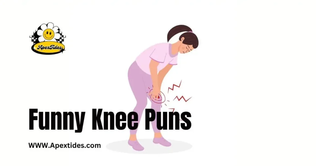 A humorous illustration featuring various funny knee puns, showcasing playful wordplay related to knees.