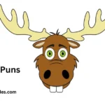 A humorous illustration featuring various moose puns, showcasing playful wordplay related to moose.