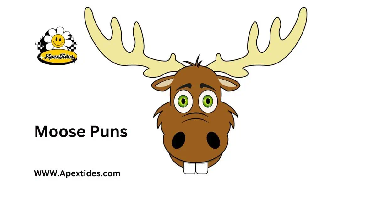 A humorous illustration featuring various moose puns, showcasing playful wordplay related to moose.