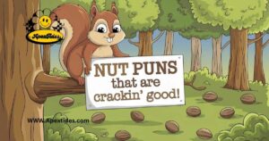 A playful illustration featuring various nut puns, showcasing humor and creativity in a visually engaging manner.