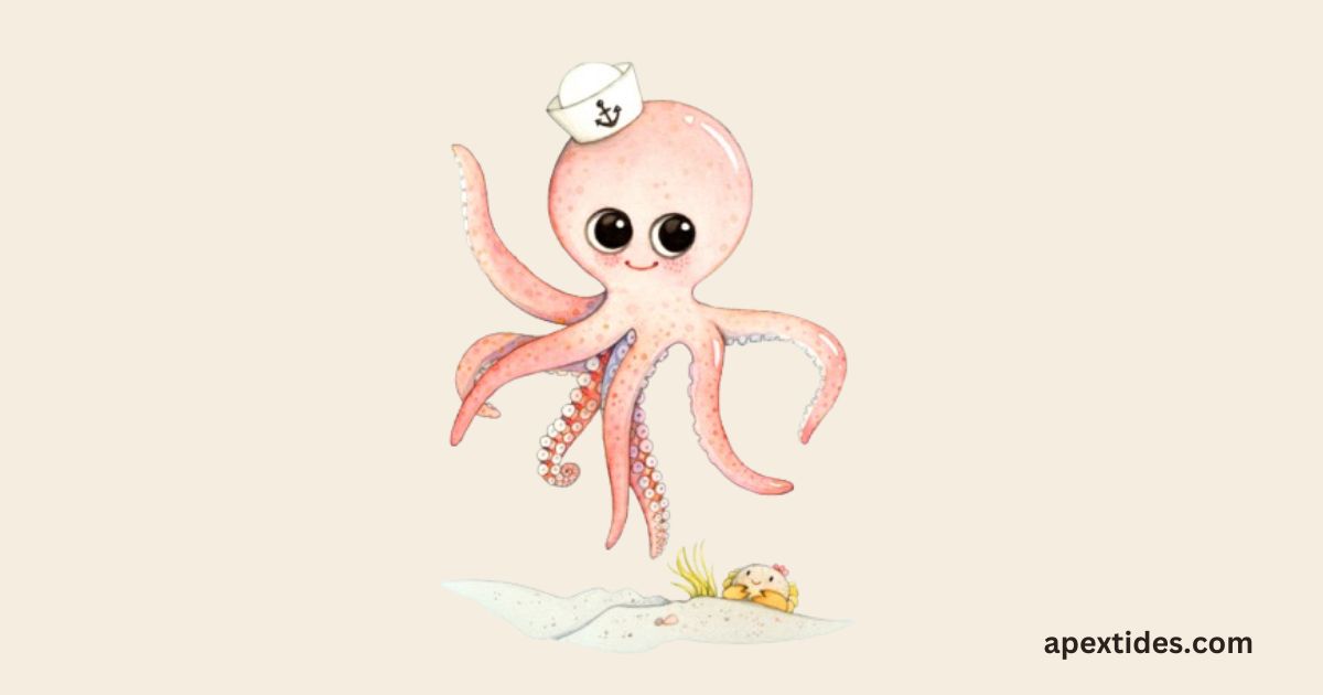 An octopus wearing a sailor hat, humorously embodying octopus-puns with its playful attire and whimsical expression.