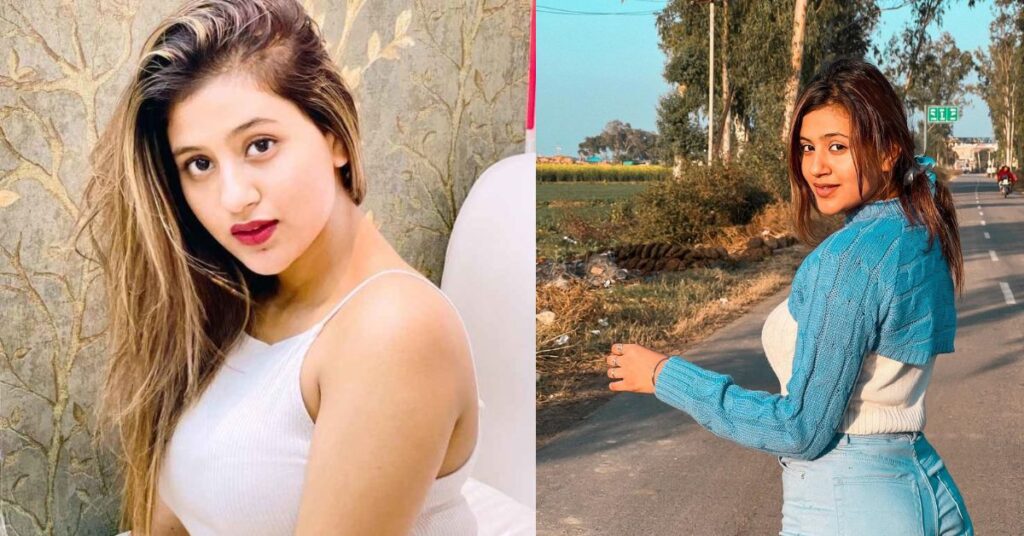 A stylish portrait of Anjali Arora showcasing her stunning beauty and confidence, highlighting her rise to fame and social media success